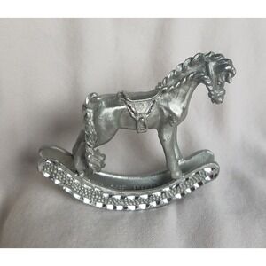 Rocking horse Miniature pewter Spontiques Ornament Doll‎ house horse lover